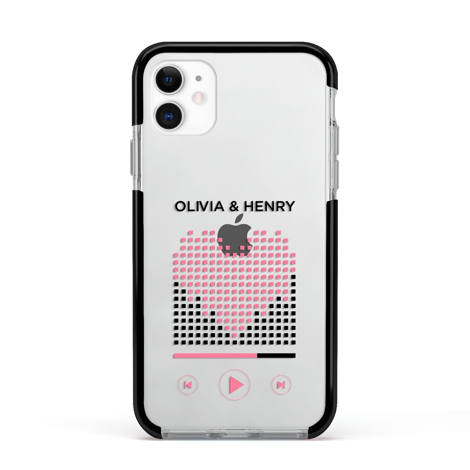 Custom Couples Music Apple iPhone 11 in White with Black Impact Case