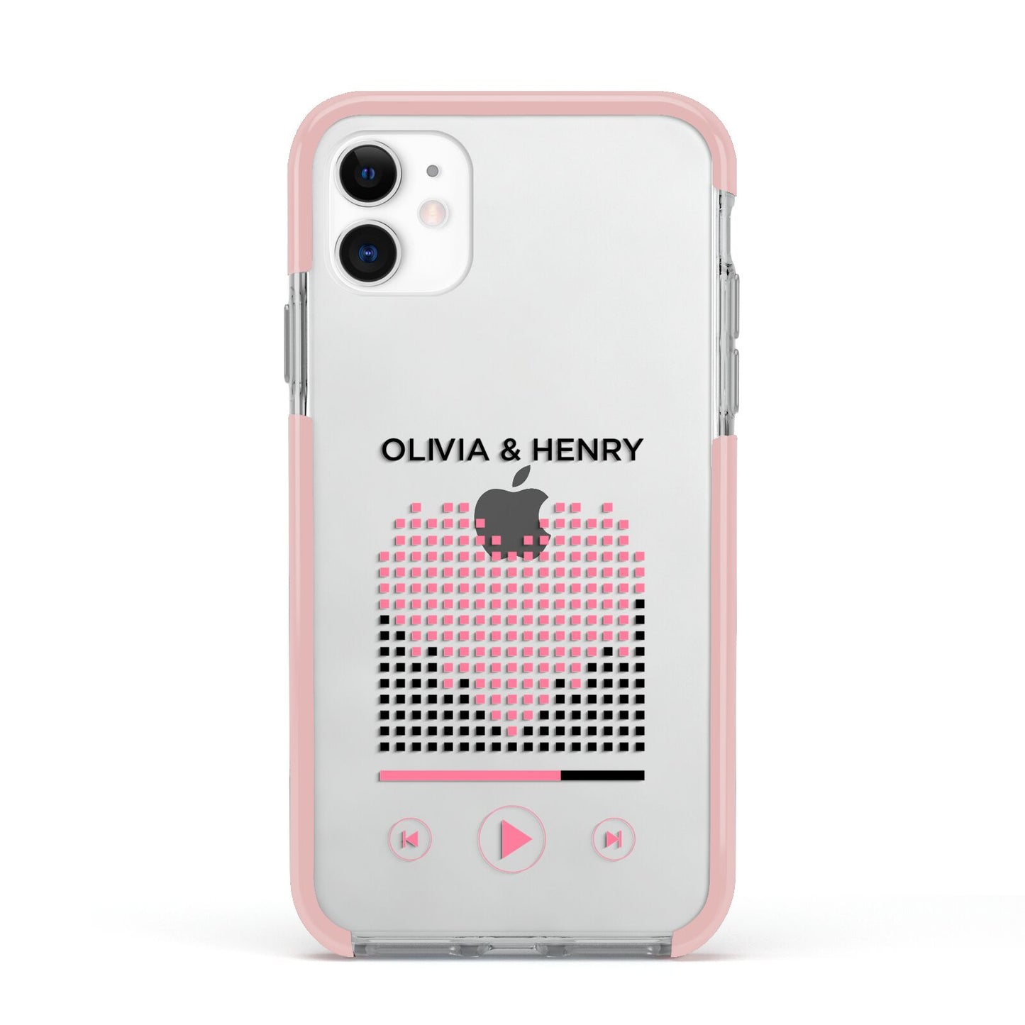 Custom Couples Music Apple iPhone 11 in White with Pink Impact Case