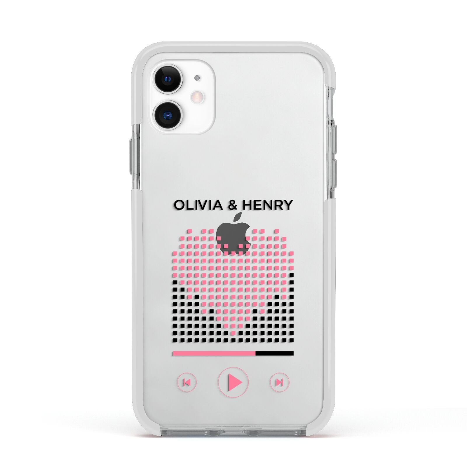 Custom Couples Music Apple iPhone 11 in White with White Impact Case