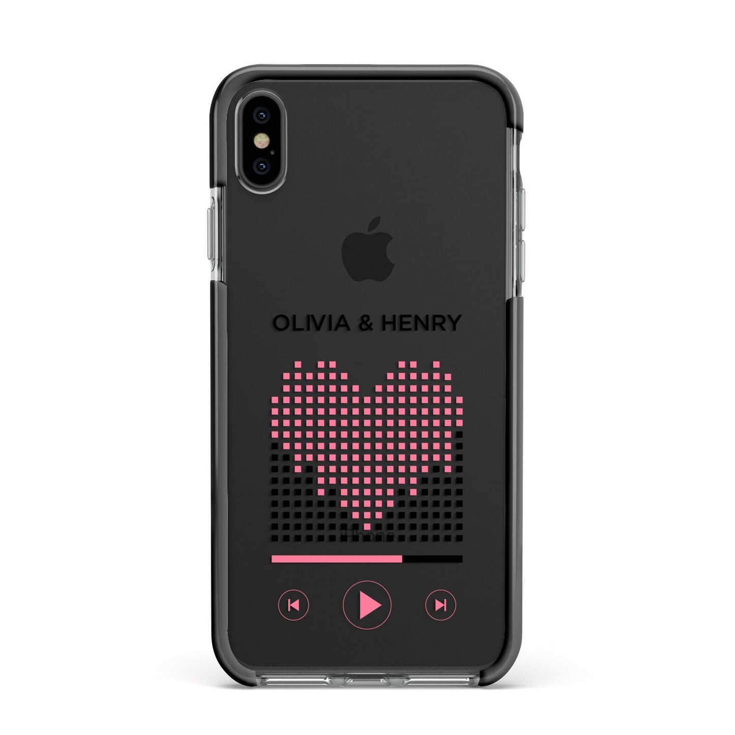 Custom Couples Music Apple iPhone Xs Max Impact Case Black Edge on Black Phone