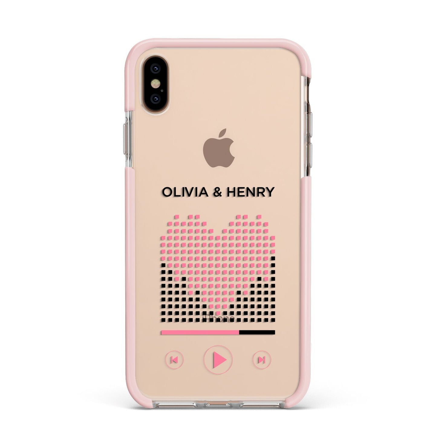 Custom Couples Music Apple iPhone Xs Max Impact Case Pink Edge on Gold Phone