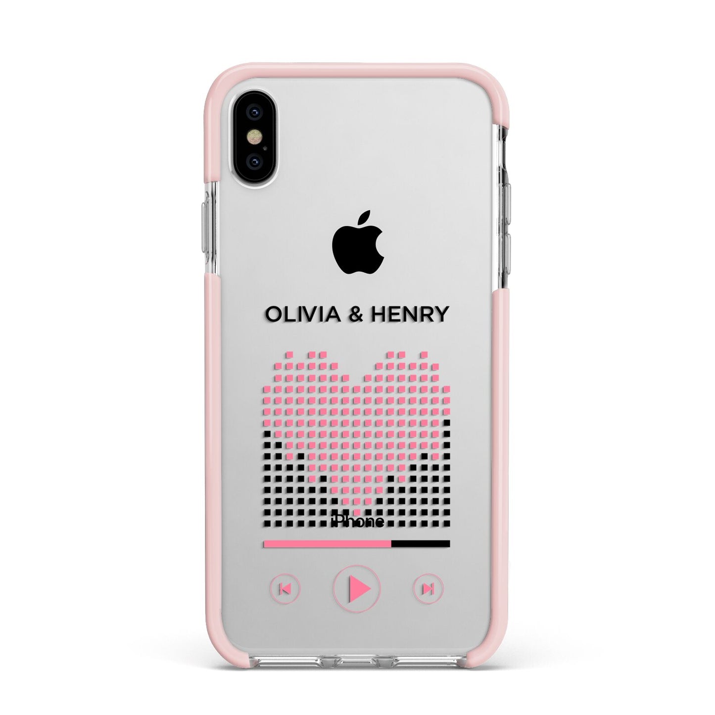 Custom Couples Music Apple iPhone Xs Max Impact Case Pink Edge on Silver Phone