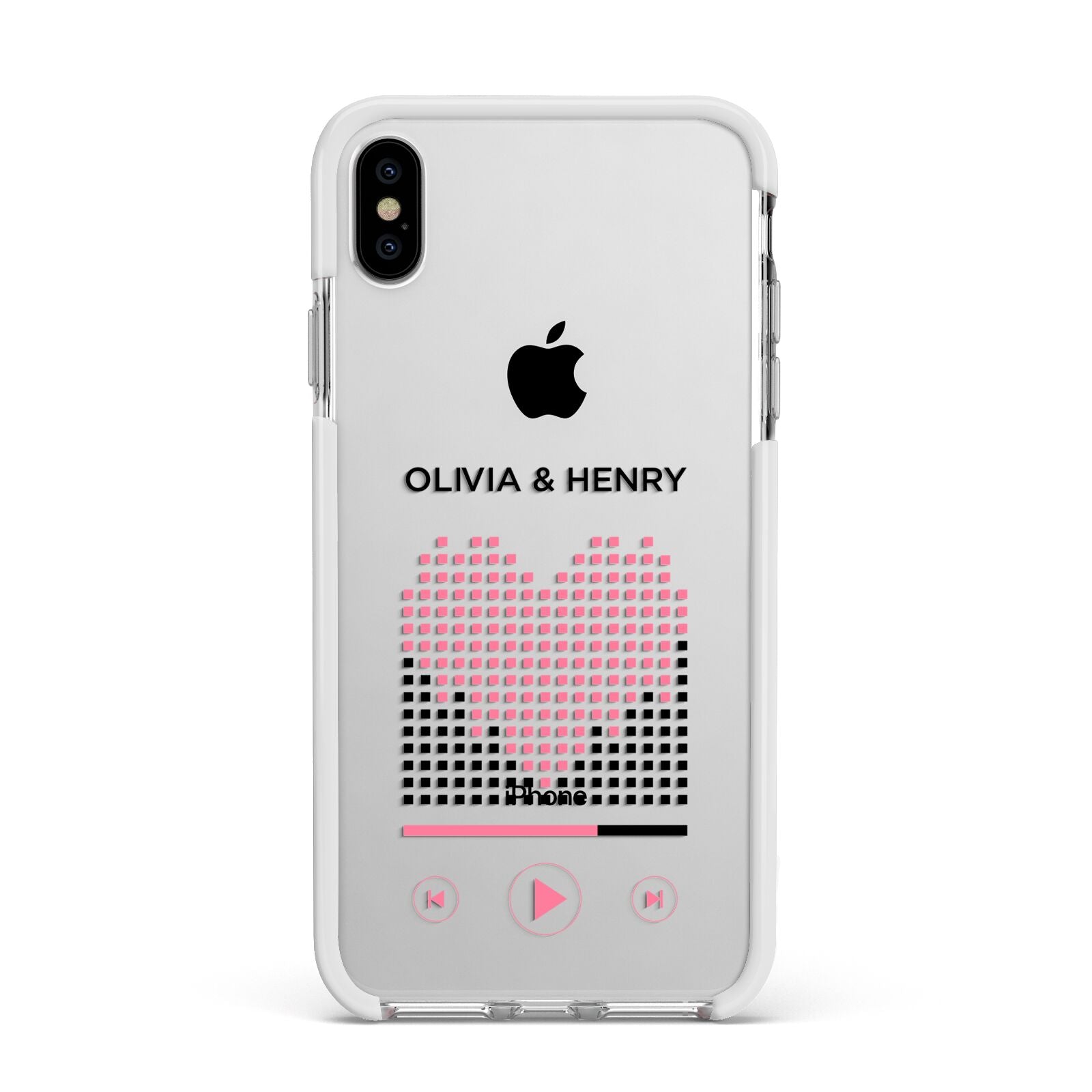 Custom Couples Music Apple iPhone Xs Max Impact Case White Edge on Silver Phone