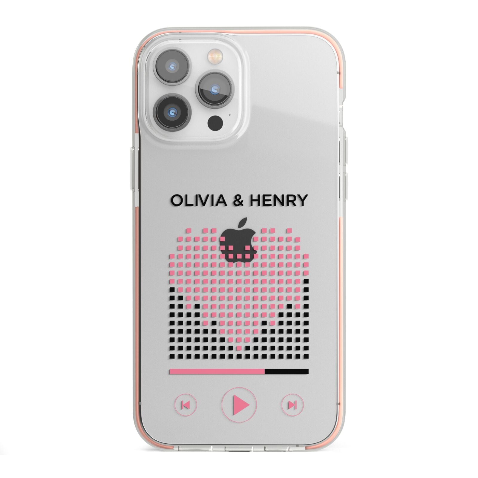 Custom Couples Music iPhone 13 Pro Max TPU Impact Case with Pink Edges