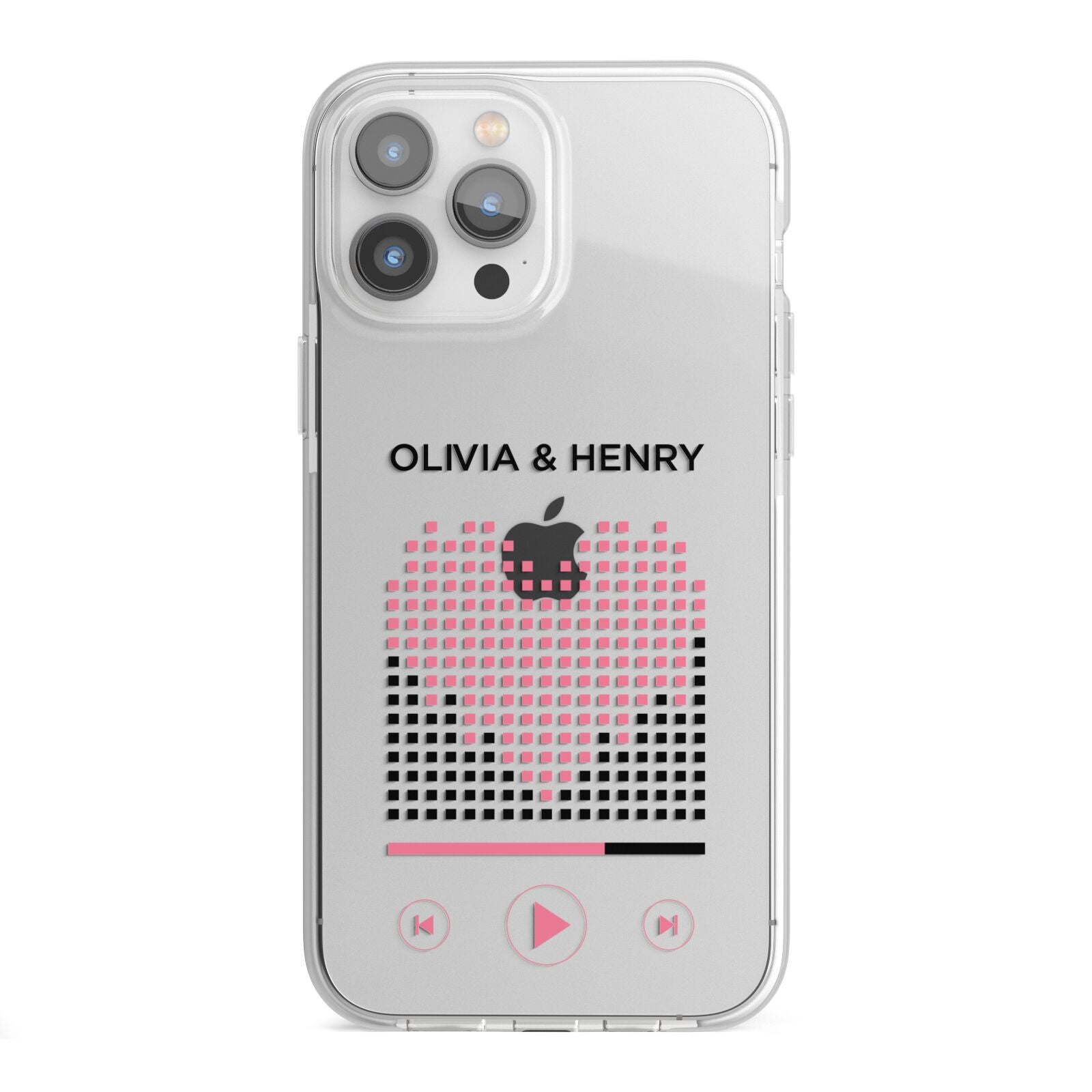 Custom Couples Music iPhone 13 Pro Max TPU Impact Case with White Edges