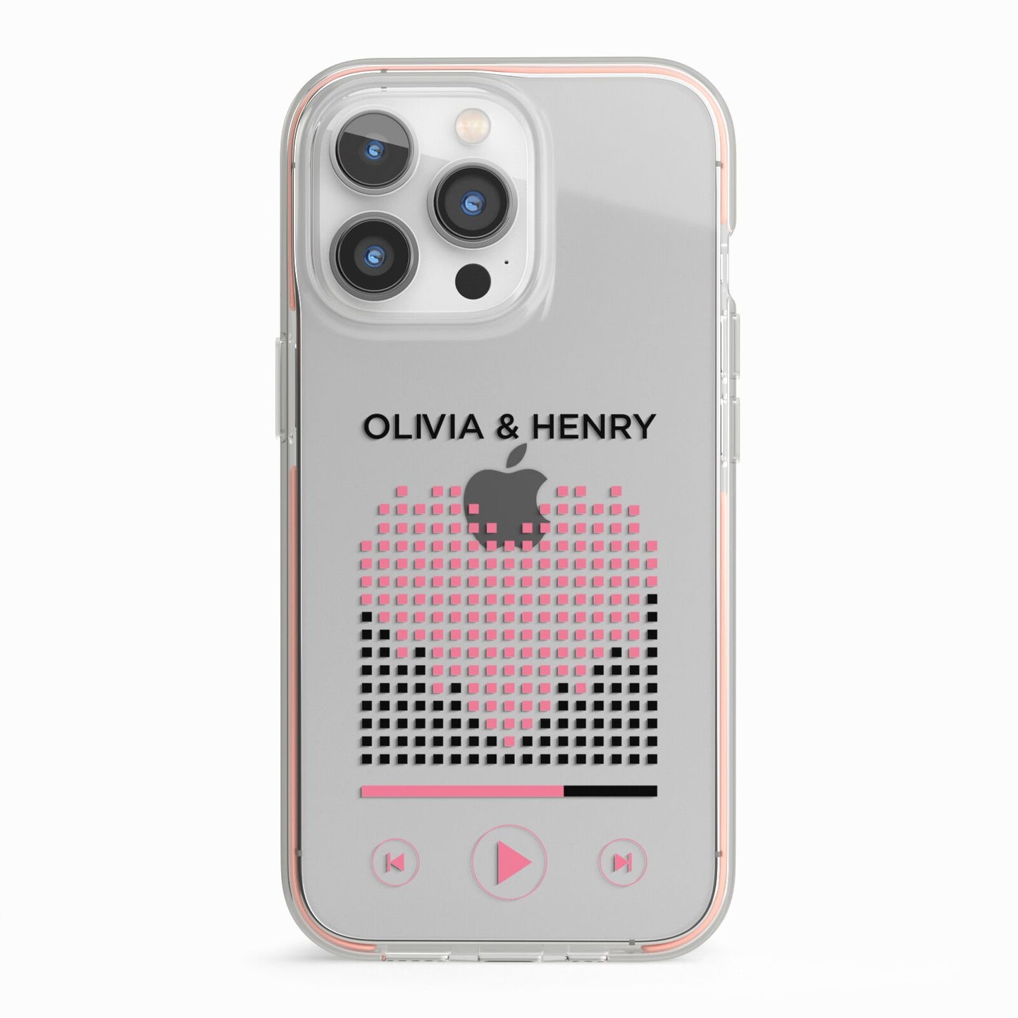 Custom Couples Music iPhone 13 Pro TPU Impact Case with Pink Edges