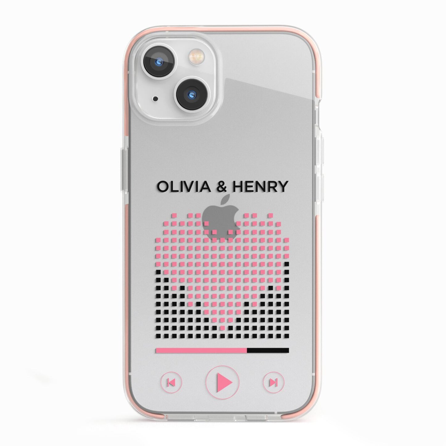 Custom Couples Music iPhone 13 TPU Impact Case with Pink Edges