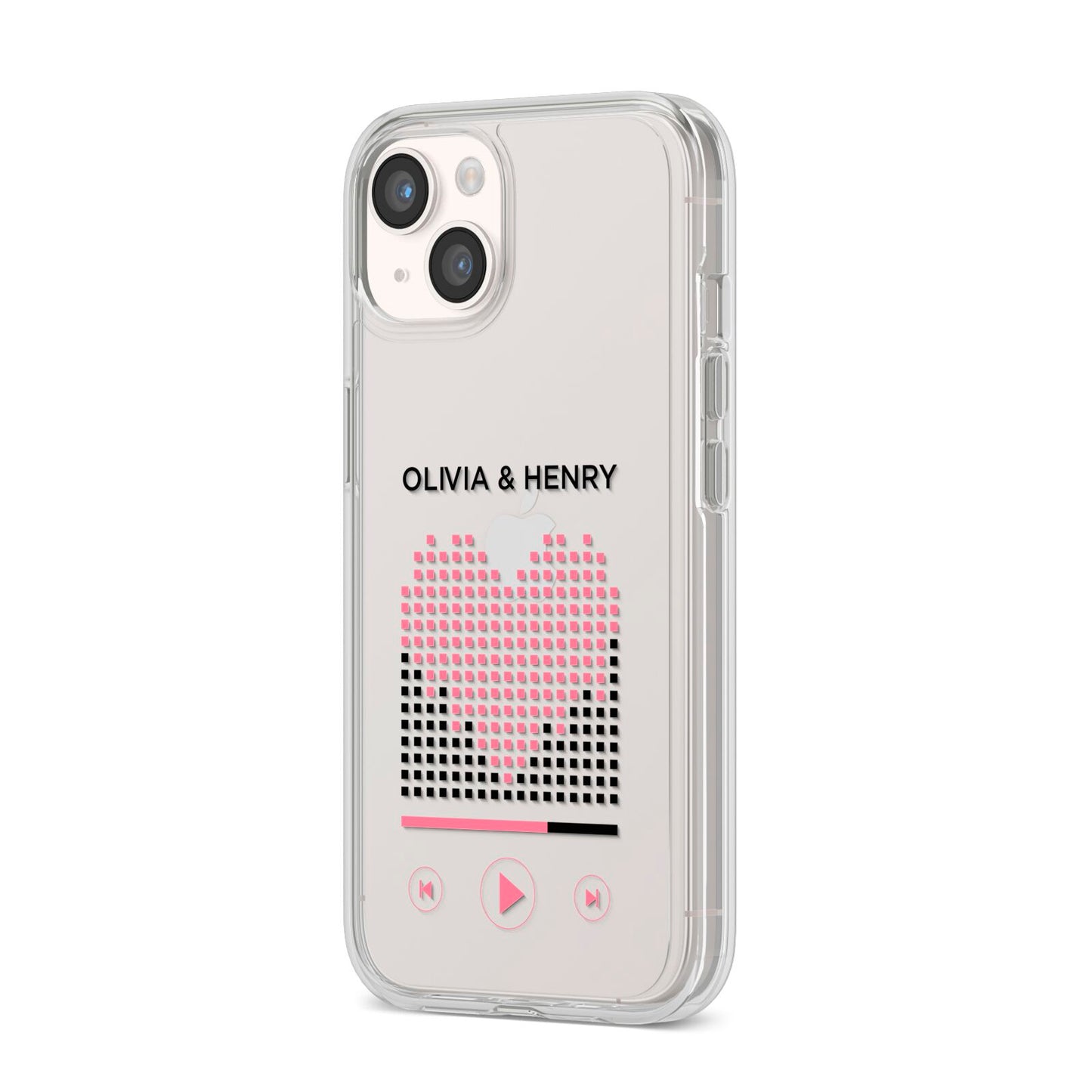 Custom Couples Music iPhone 14 Clear Tough Case Starlight Angled Image