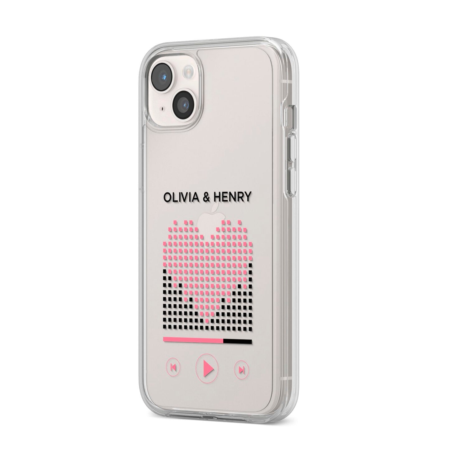 Custom Couples Music iPhone 14 Plus Clear Tough Case Starlight Angled Image