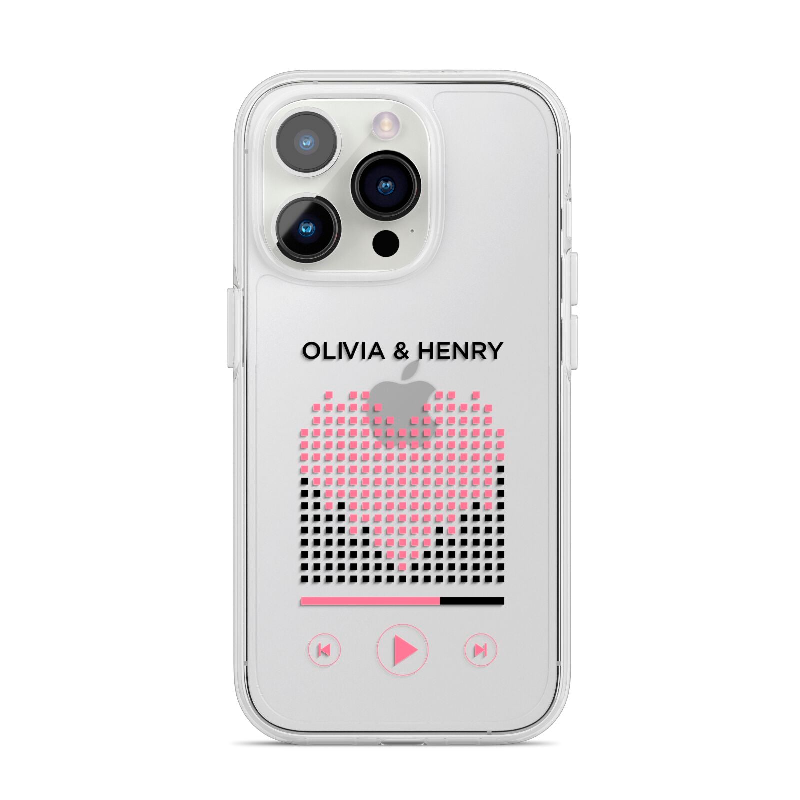 Custom Couples Music iPhone 14 Pro Clear Tough Case Silver