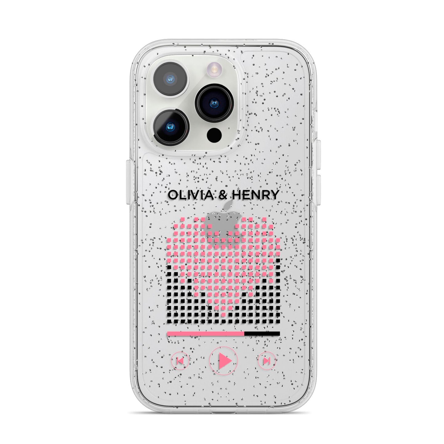 Custom Couples Music iPhone 14 Pro Glitter Tough Case Silver