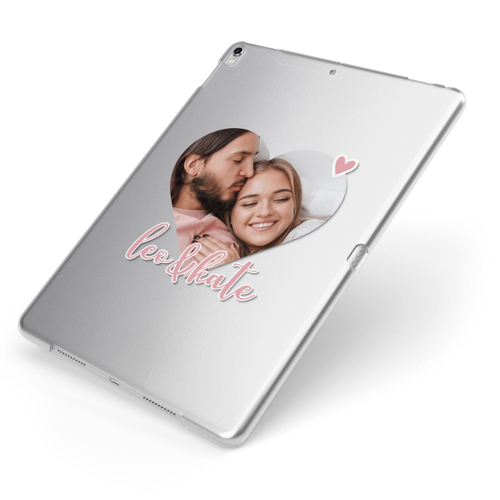 Custom Couples Photo Apple iPad Case on Silver iPad Side View