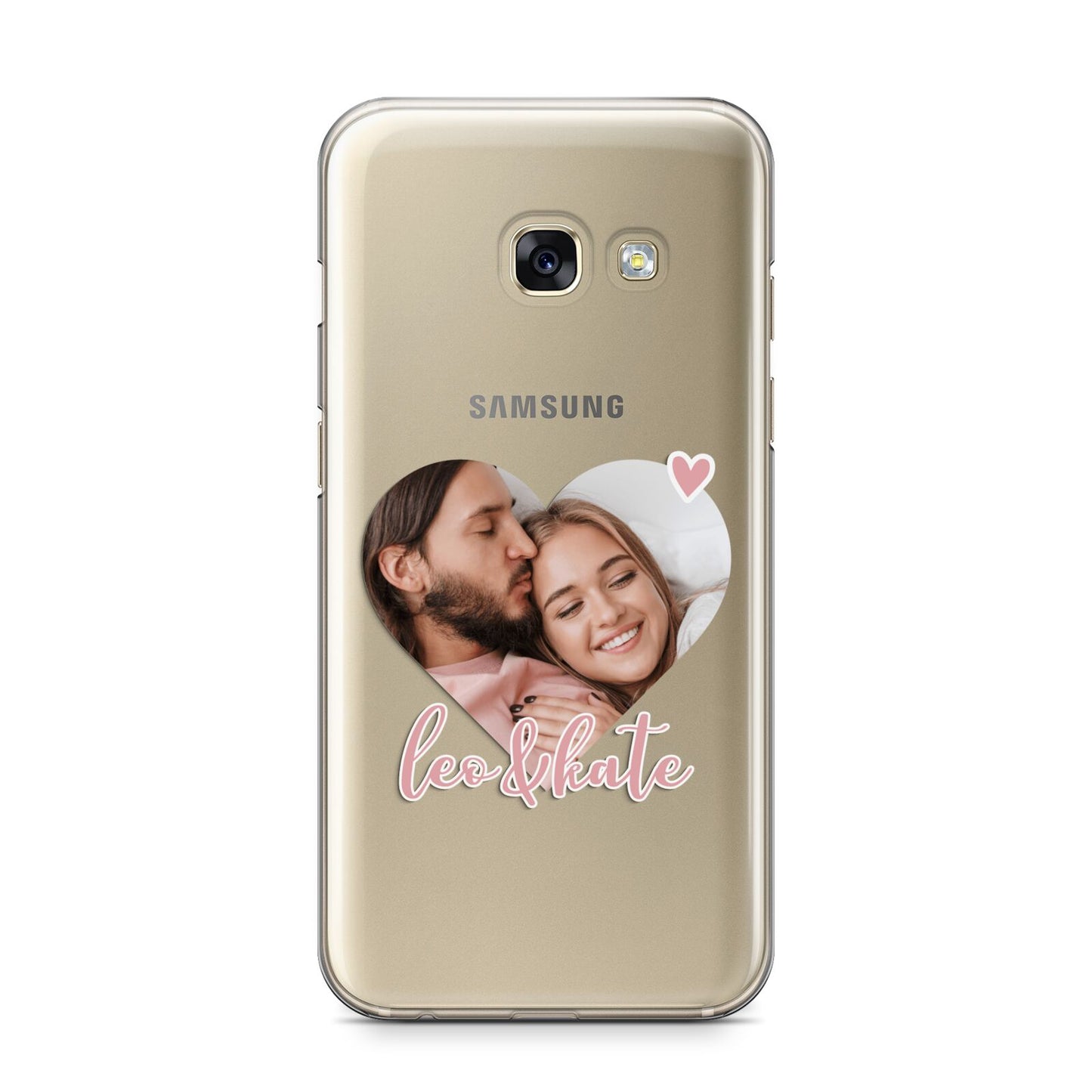 Custom Couples Photo Samsung Galaxy A3 2017 Case on gold phone