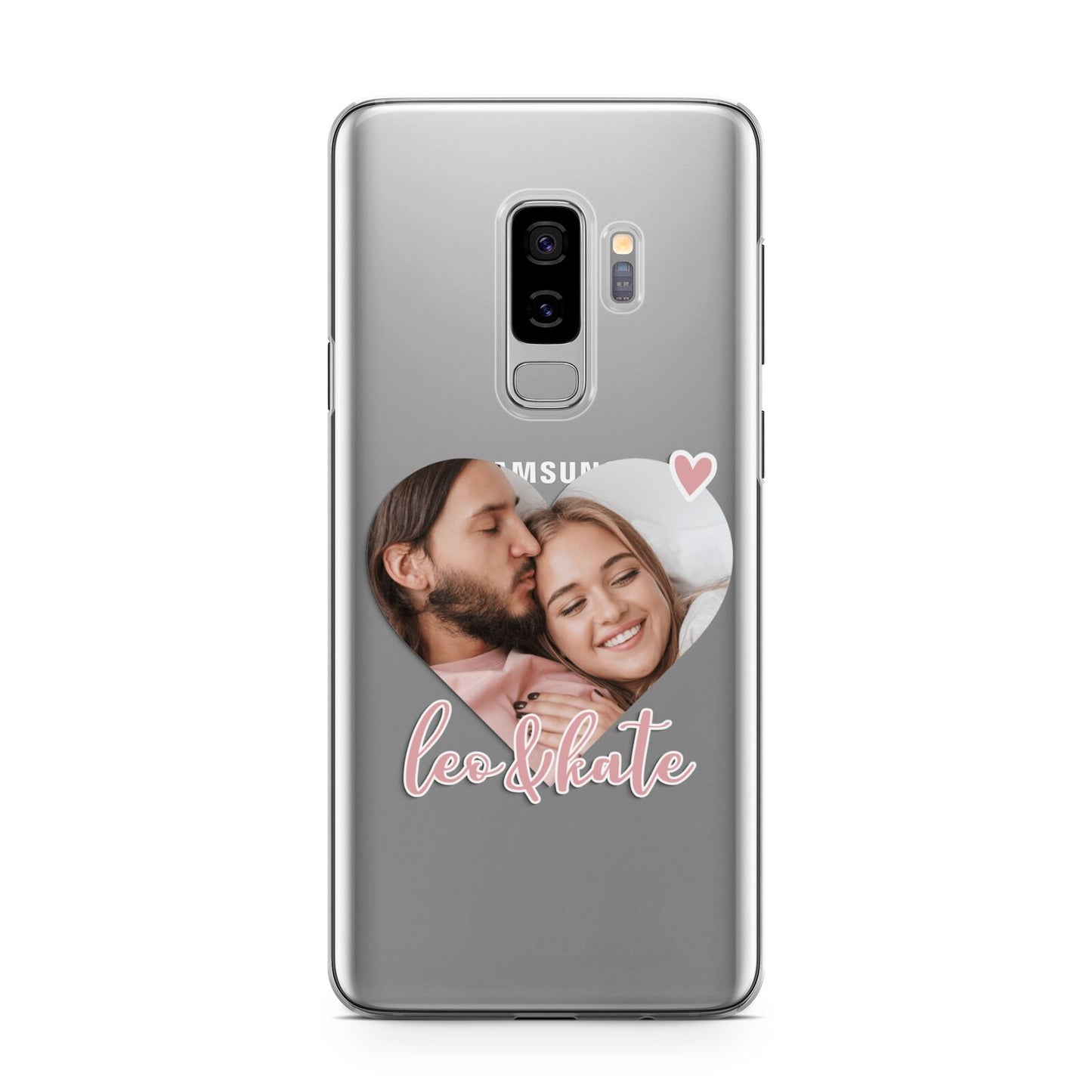 Custom Couples Photo Samsung Galaxy S9 Plus Case on Silver phone