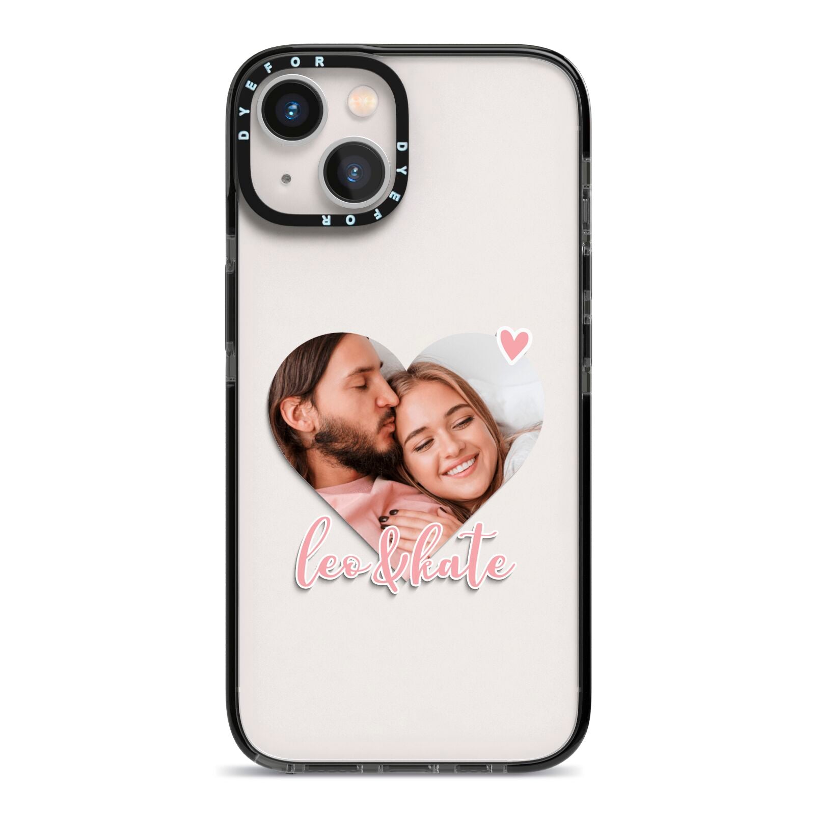 Custom Couples Photo iPhone 13 Black Impact Case on Silver phone