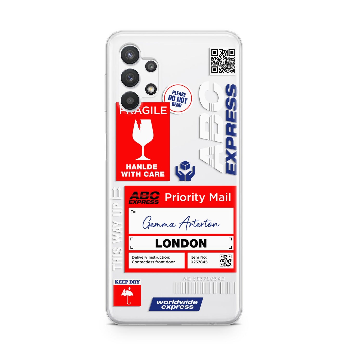 Custom Courier Label with Name Samsung A32 5G Case