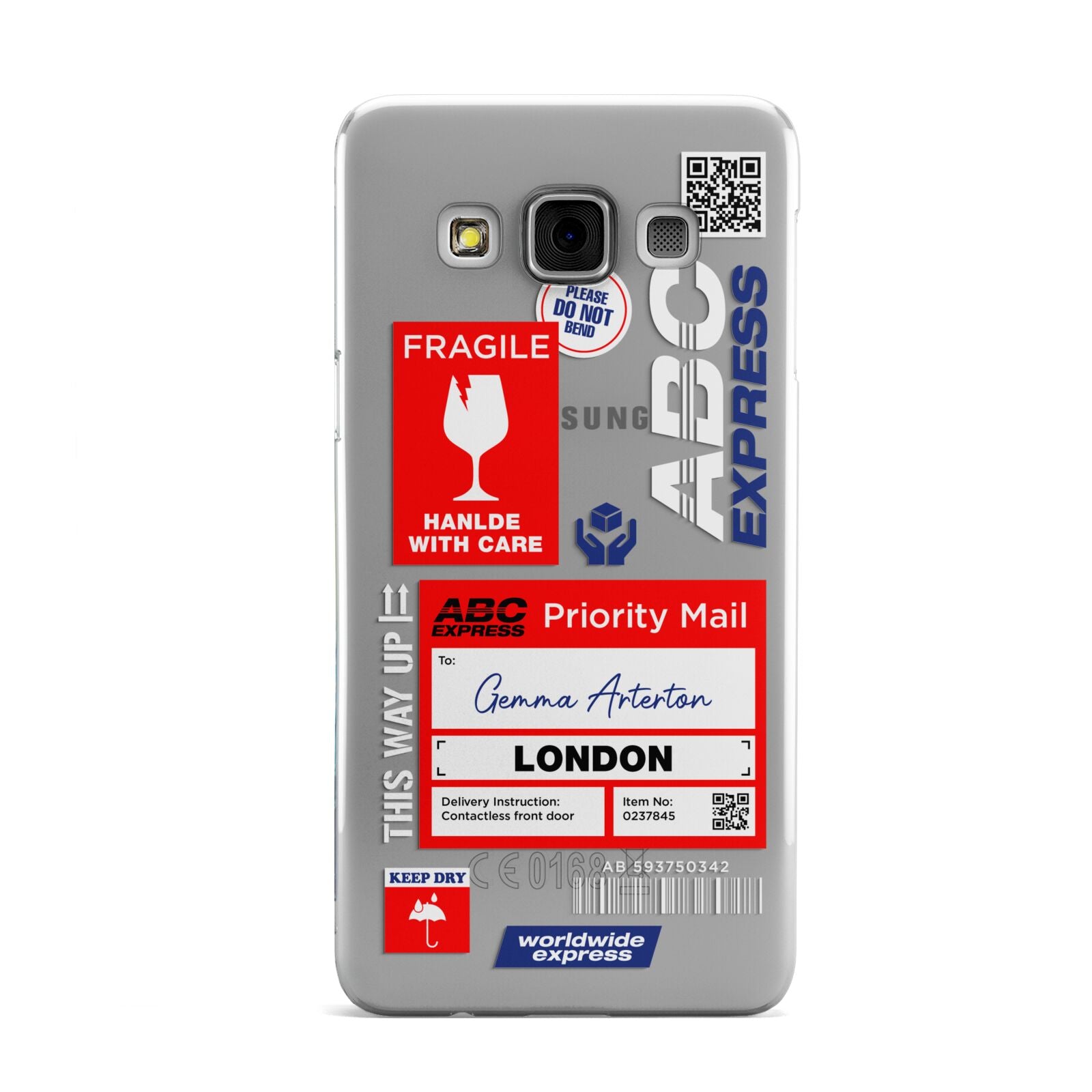 Custom Courier Label with Name Samsung Galaxy A3 Case