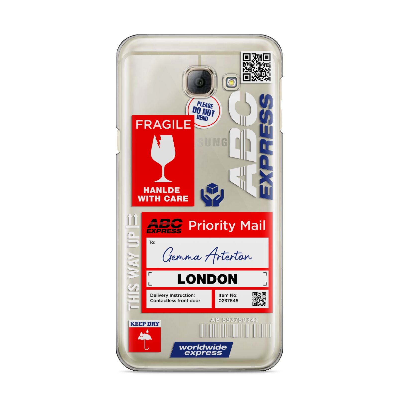 Custom Courier Label with Name Samsung Galaxy A8 2016 Case