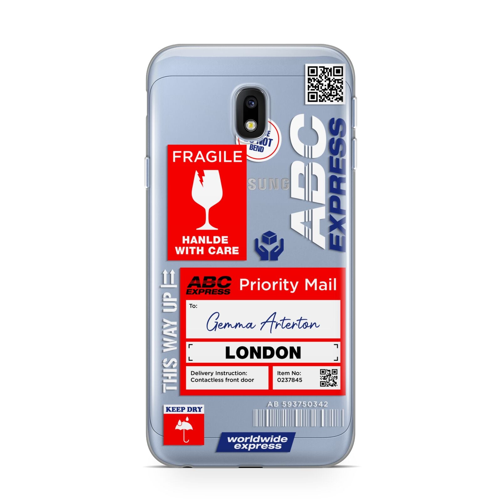 Custom Courier Label with Name Samsung Galaxy J3 2017 Case