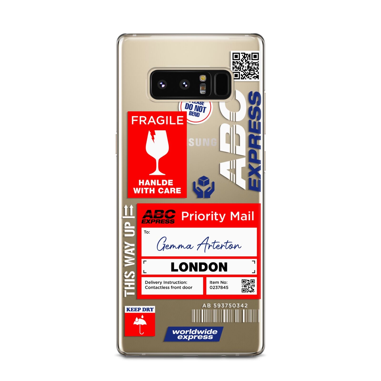 Custom Courier Label with Name Samsung Galaxy Note 8 Case