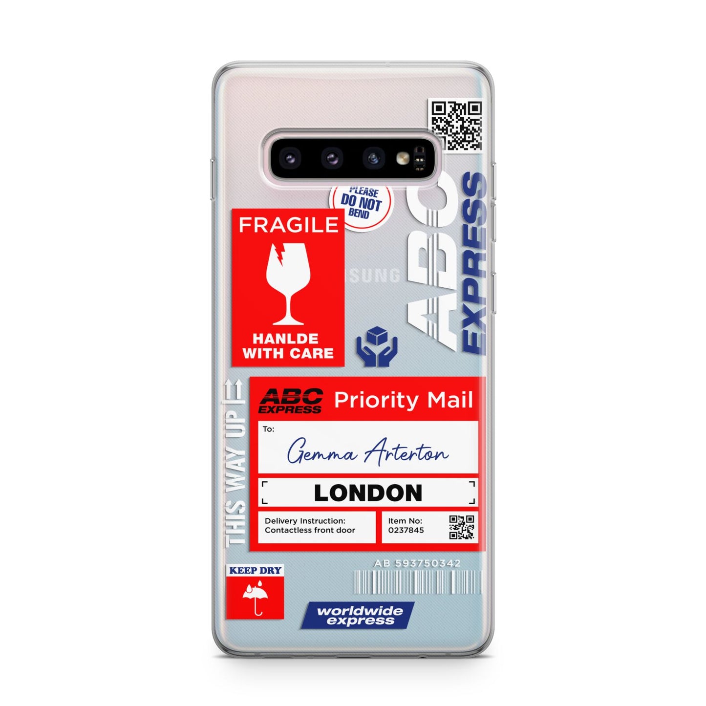 Custom Courier Label with Name Samsung Galaxy S10 Plus Case