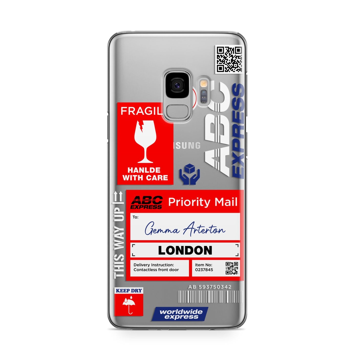 Custom Courier Label with Name Samsung Galaxy S9 Case