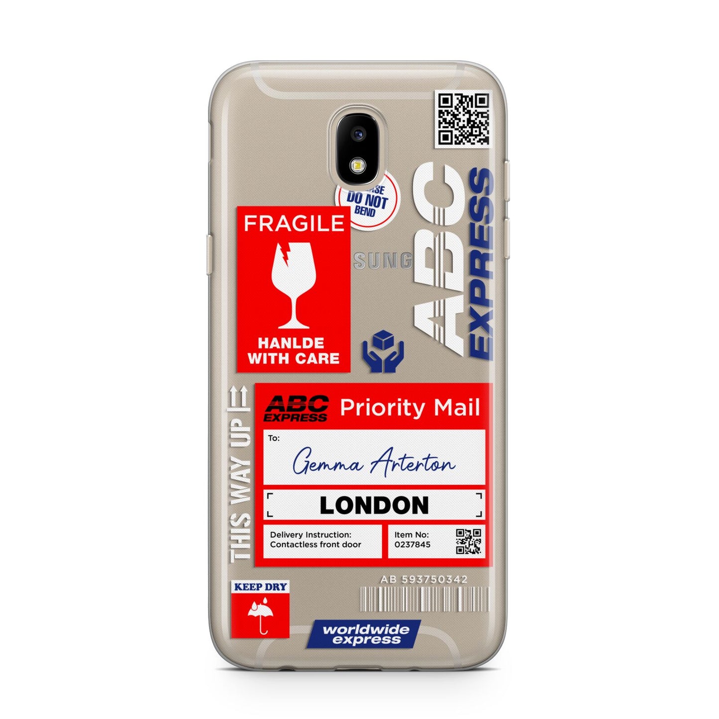 Custom Courier Label with Name Samsung J5 2017 Case