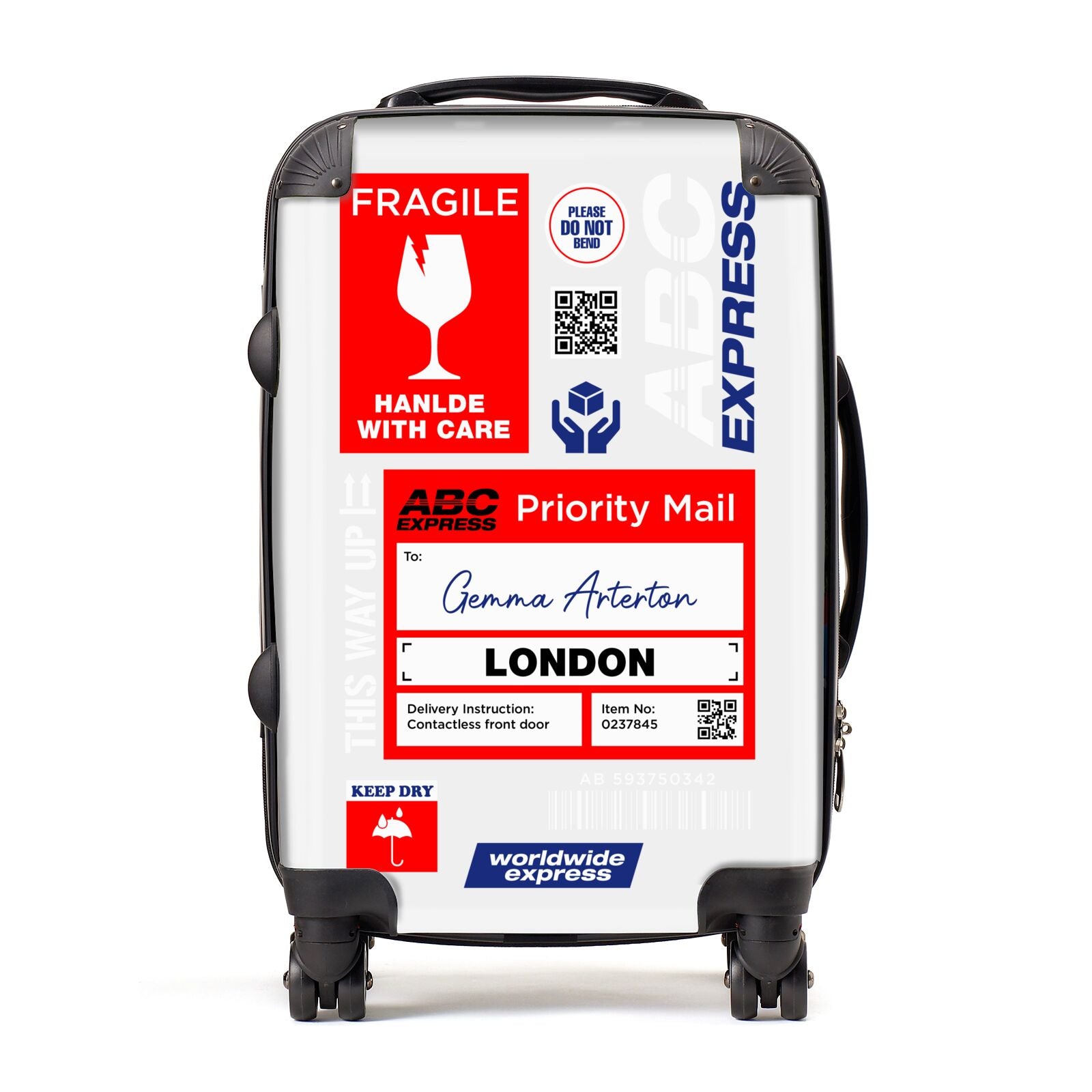 Custom Courier Label with Name Suitcase