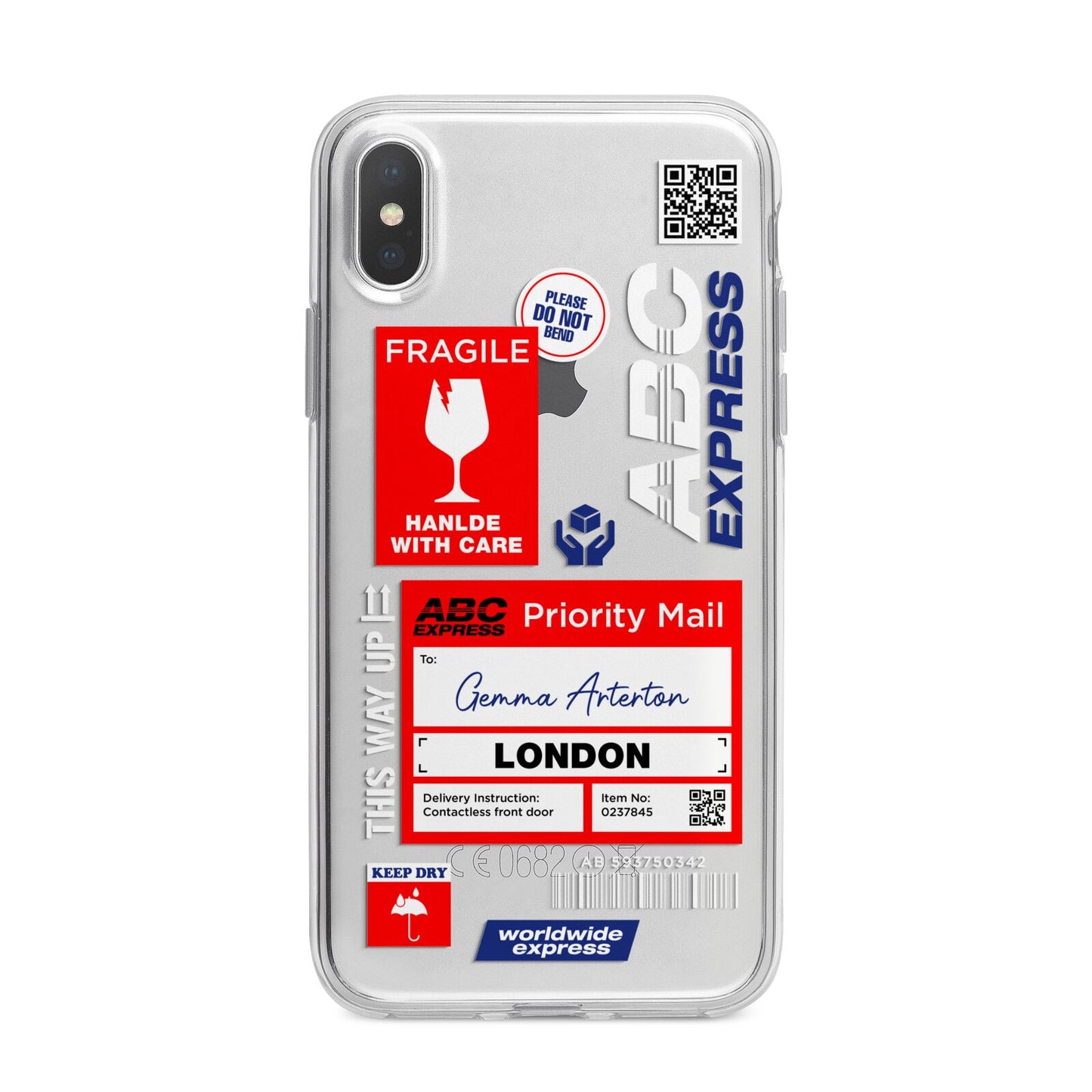 Custom Courier Label with Name iPhone X Bumper Case on Silver iPhone Alternative Image 1