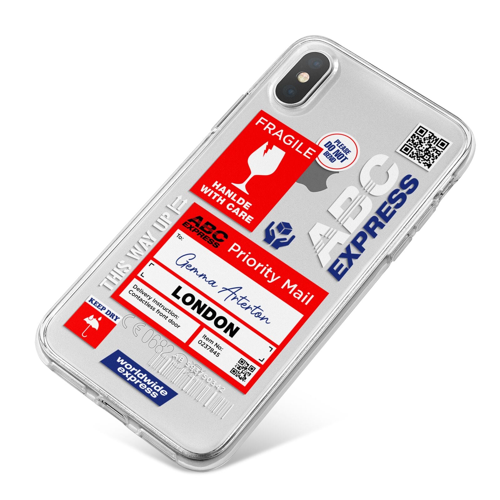 Custom Courier Label with Name iPhone X Bumper Case on Silver iPhone