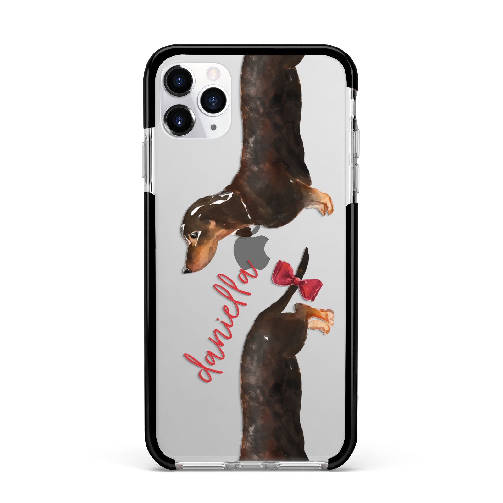Custom Dachshund Apple iPhone 11 Pro Max in Silver with Black Impact Case