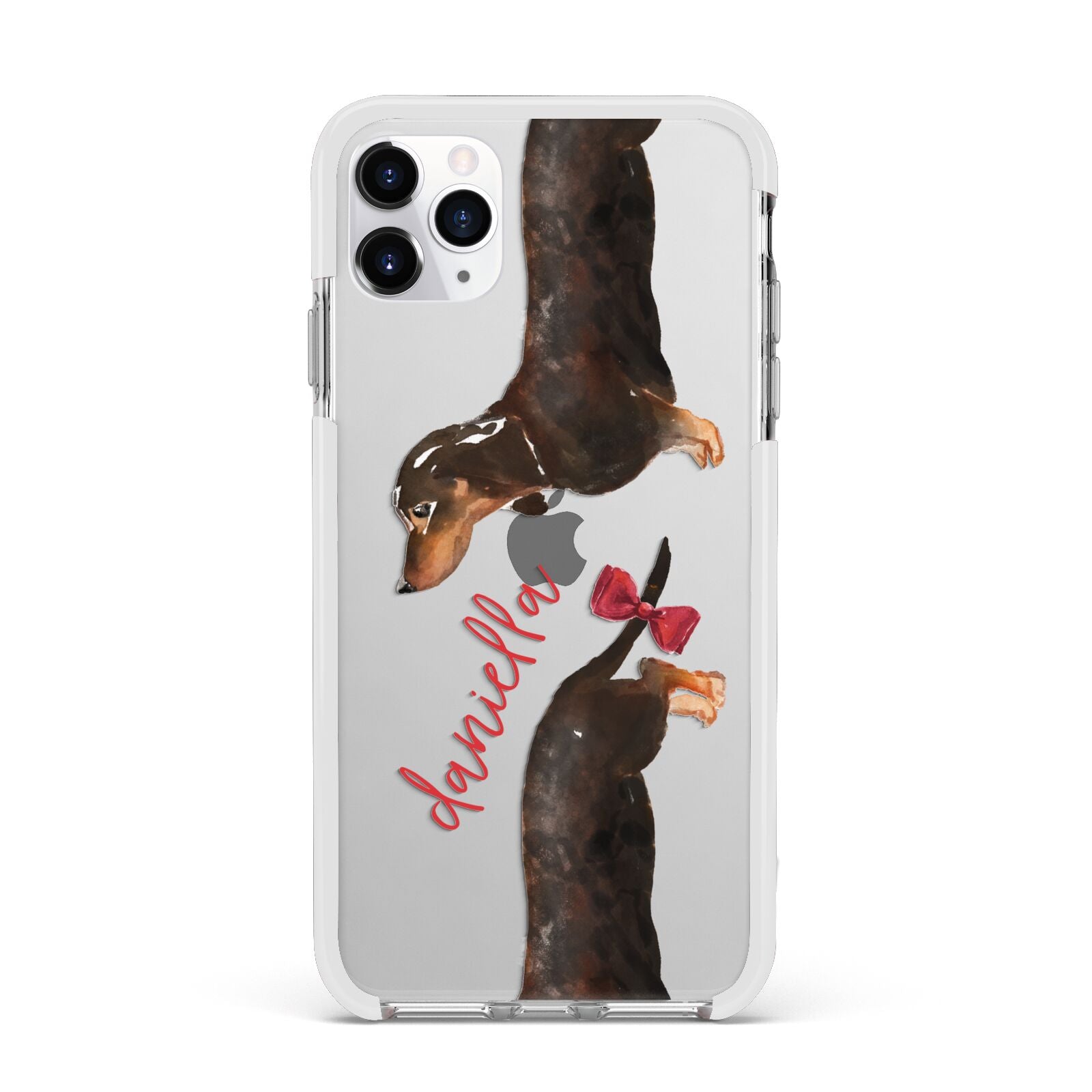 Custom Dachshund Apple iPhone 11 Pro Max in Silver with White Impact Case