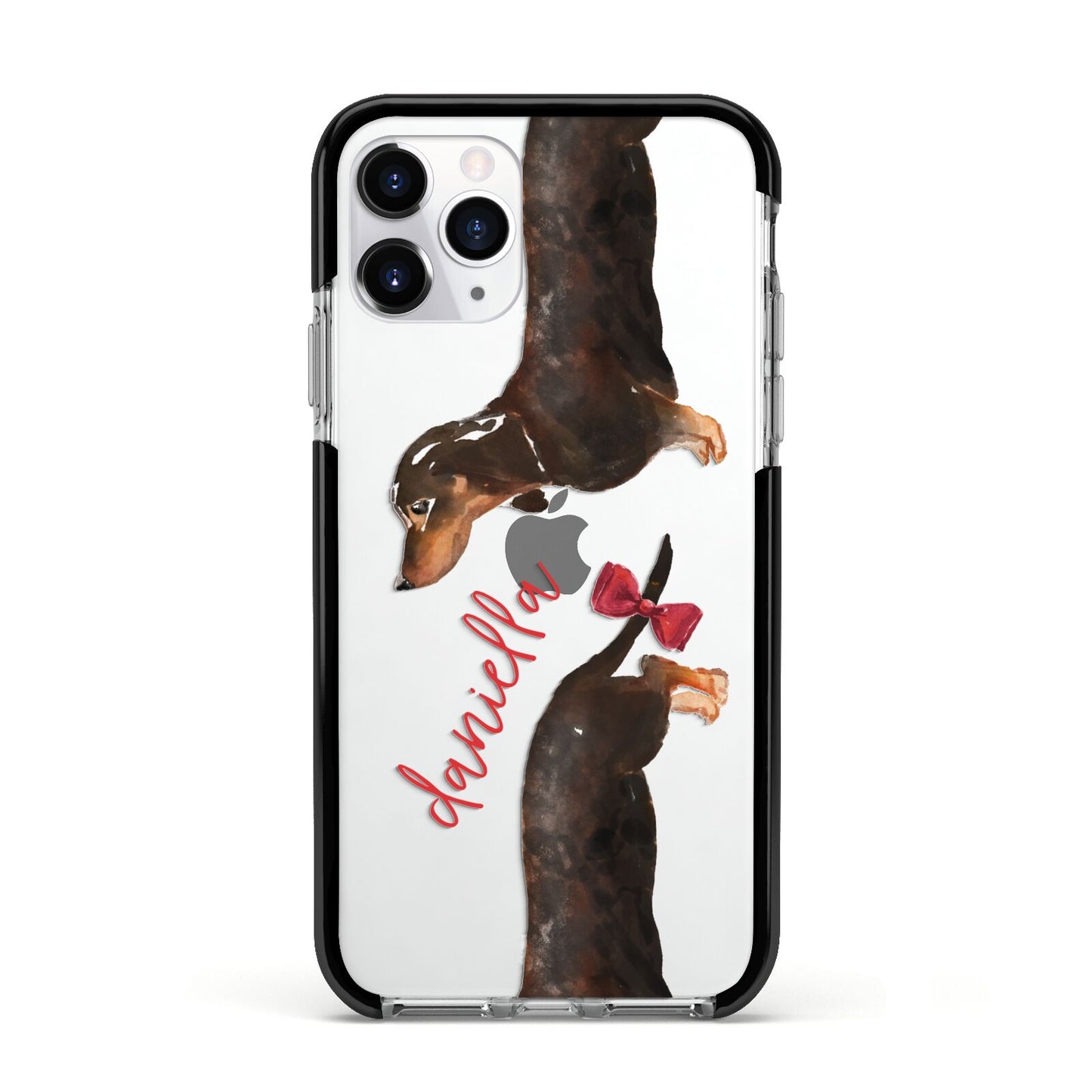 Custom Dachshund Apple iPhone 11 Pro in Silver with Black Impact Case