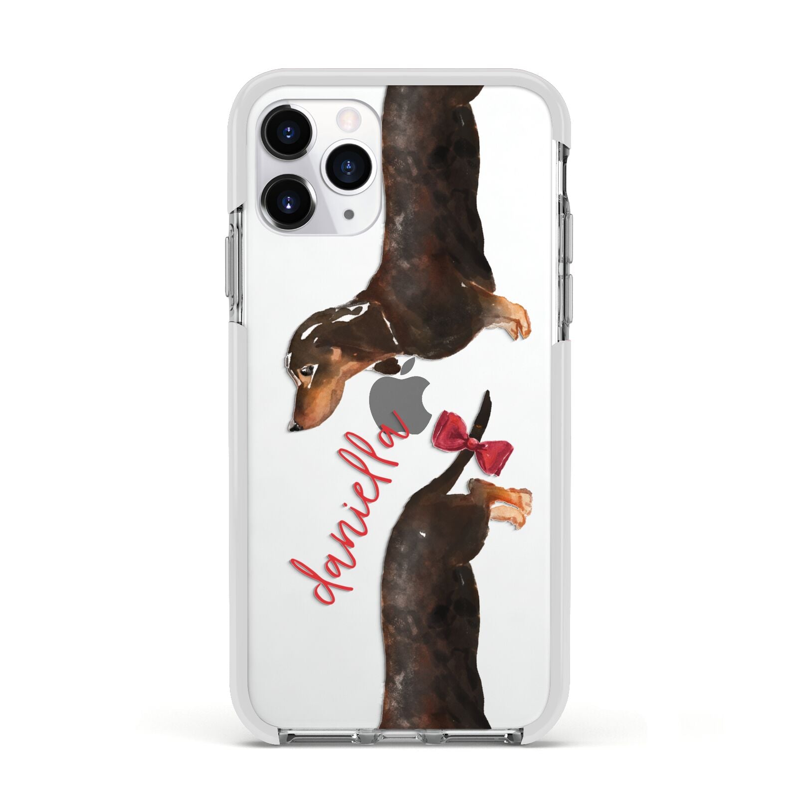 Custom Dachshund Apple iPhone 11 Pro in Silver with White Impact Case