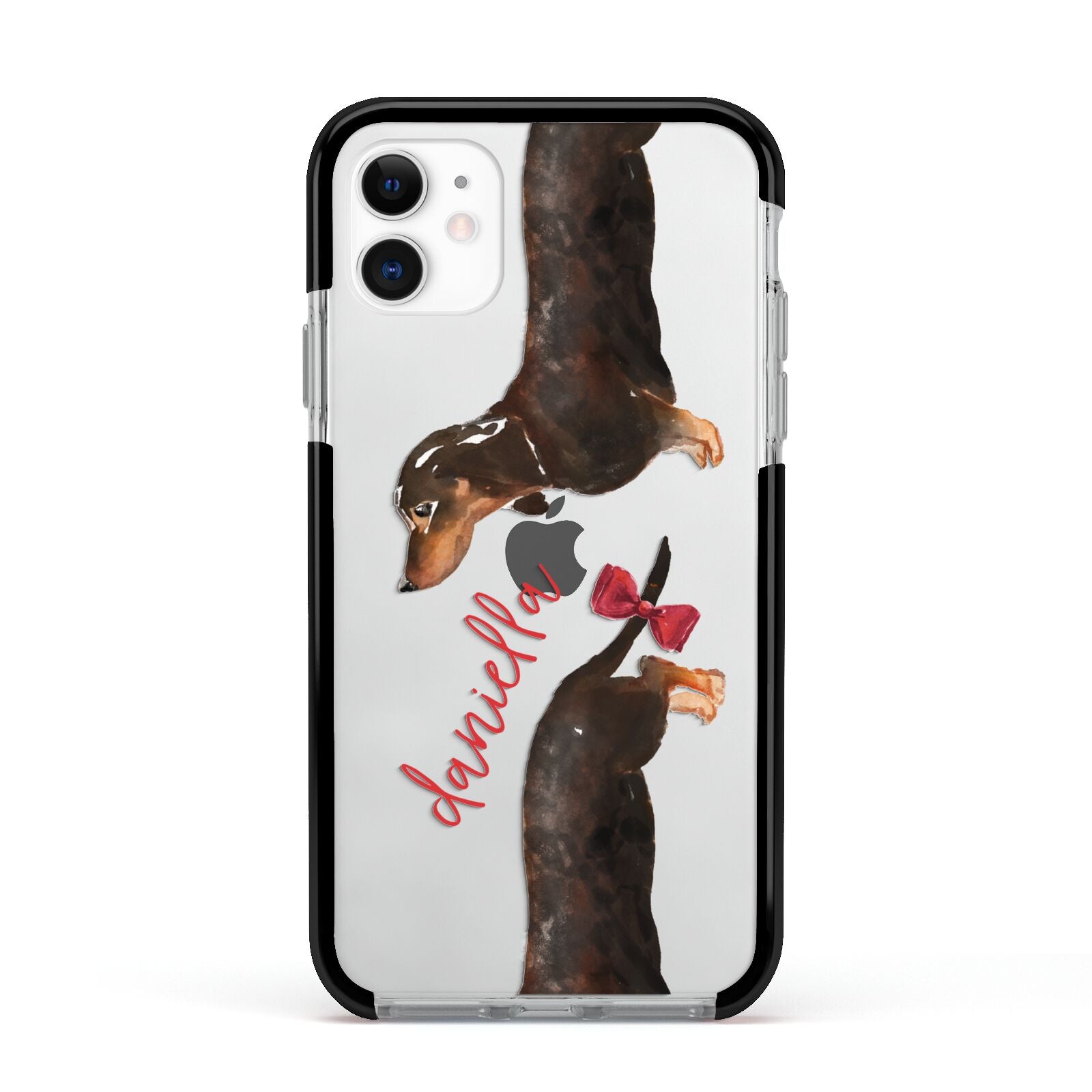 Custom Dachshund Apple iPhone 11 in White with Black Impact Case