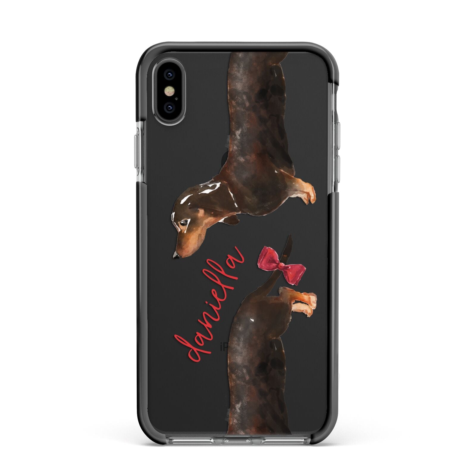 Custom Dachshund Apple iPhone Xs Max Impact Case Black Edge on Black Phone