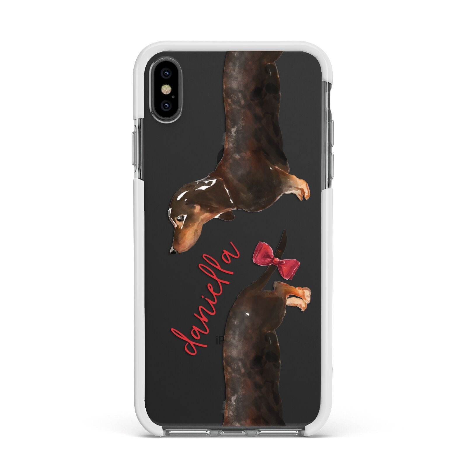 Custom Dachshund Apple iPhone Xs Max Impact Case White Edge on Black Phone