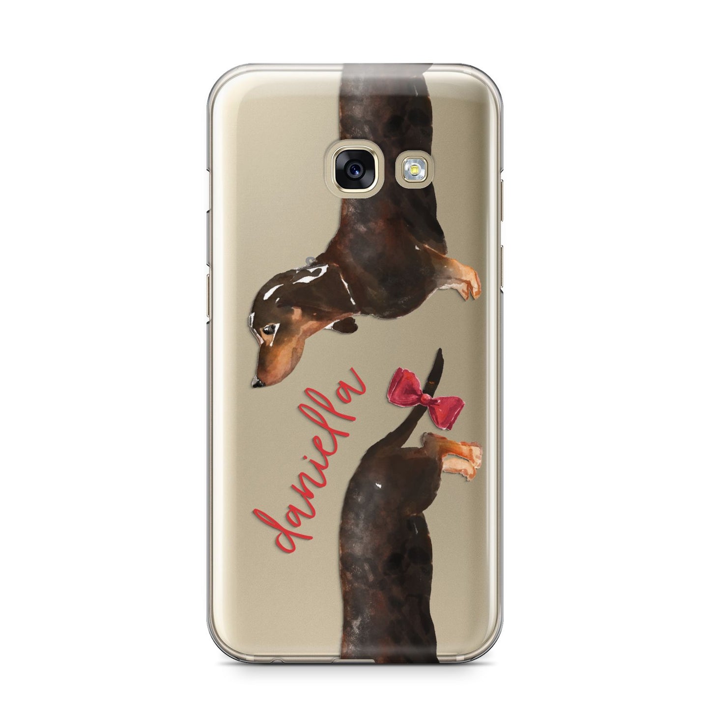 Custom Dachshund Samsung Galaxy A3 2017 Case on gold phone