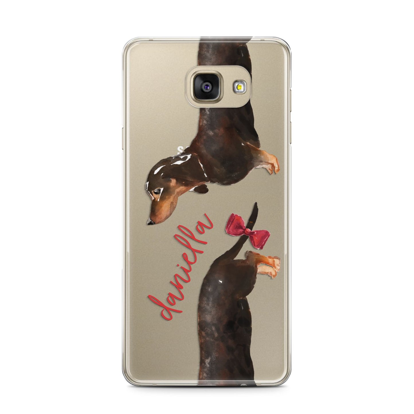 Custom Dachshund Samsung Galaxy A7 2016 Case on gold phone