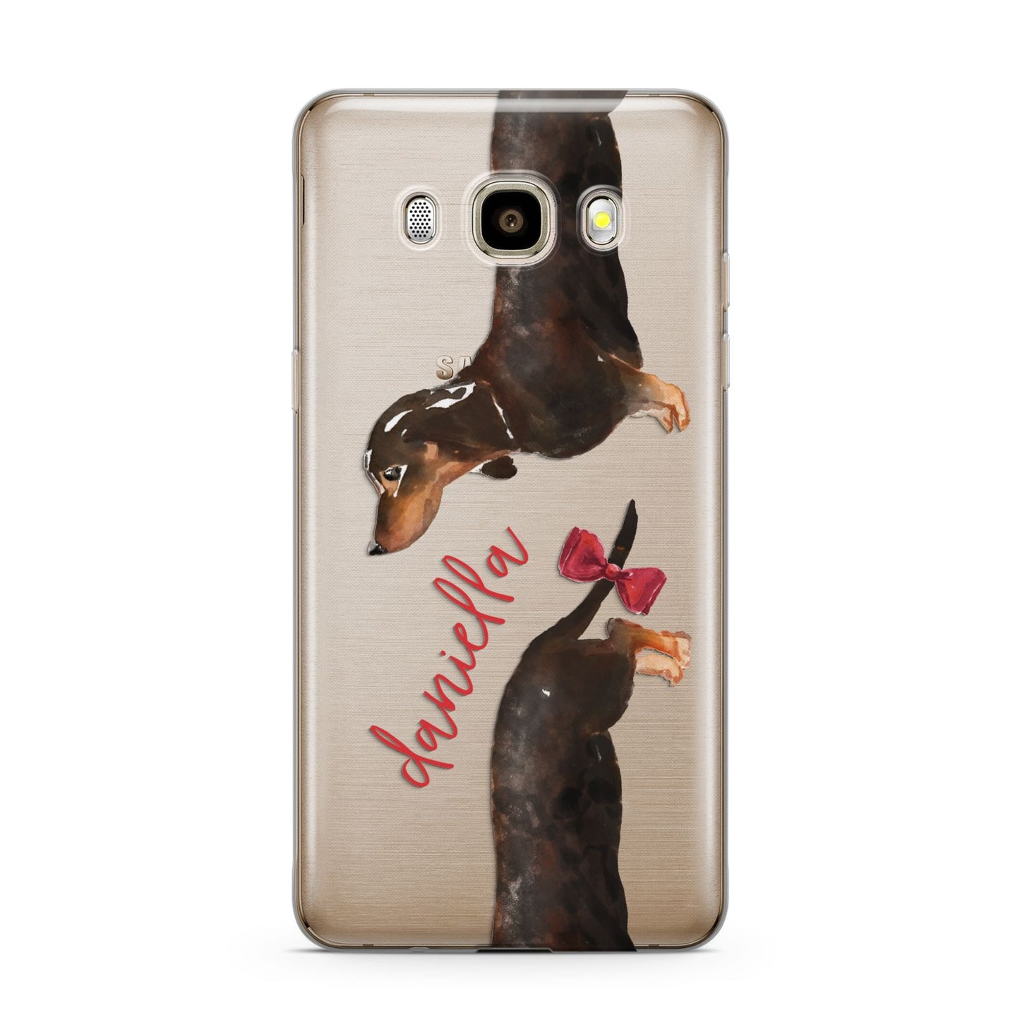 Custom Dachshund Samsung Galaxy J7 2016 Case on gold phone