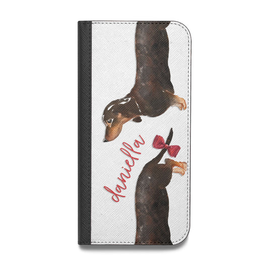 Custom Dachshund Vegan Leather Flip iPhone Case