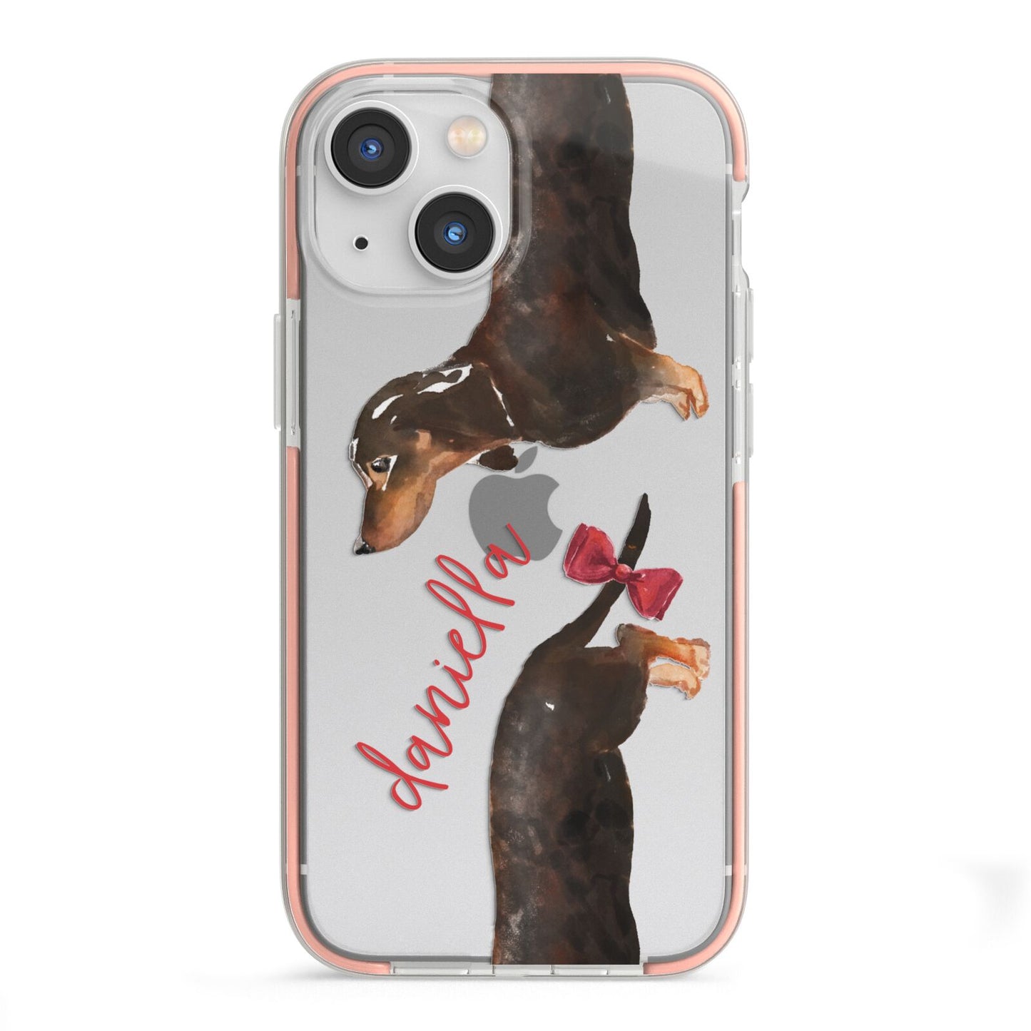 Custom Dachshund iPhone 13 Mini TPU Impact Case with Pink Edges