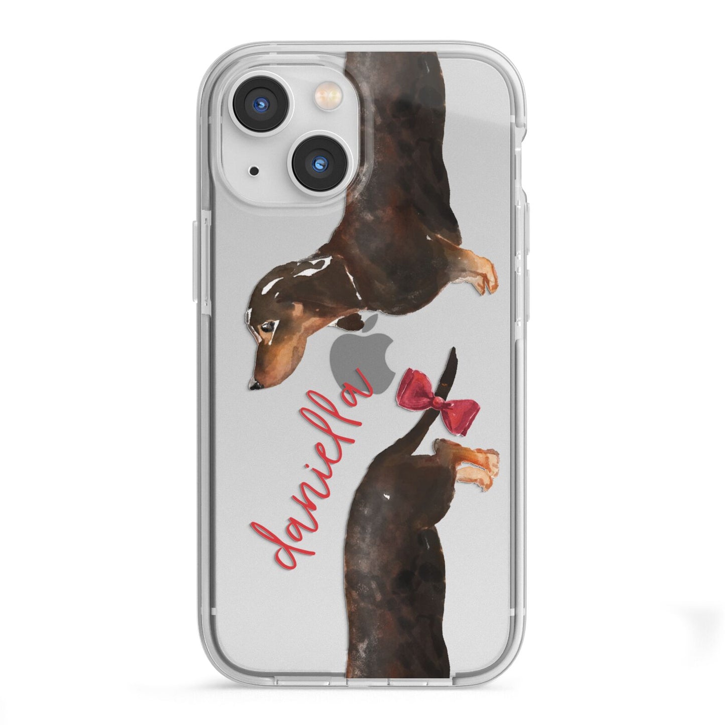 Custom Dachshund iPhone 13 Mini TPU Impact Case with White Edges