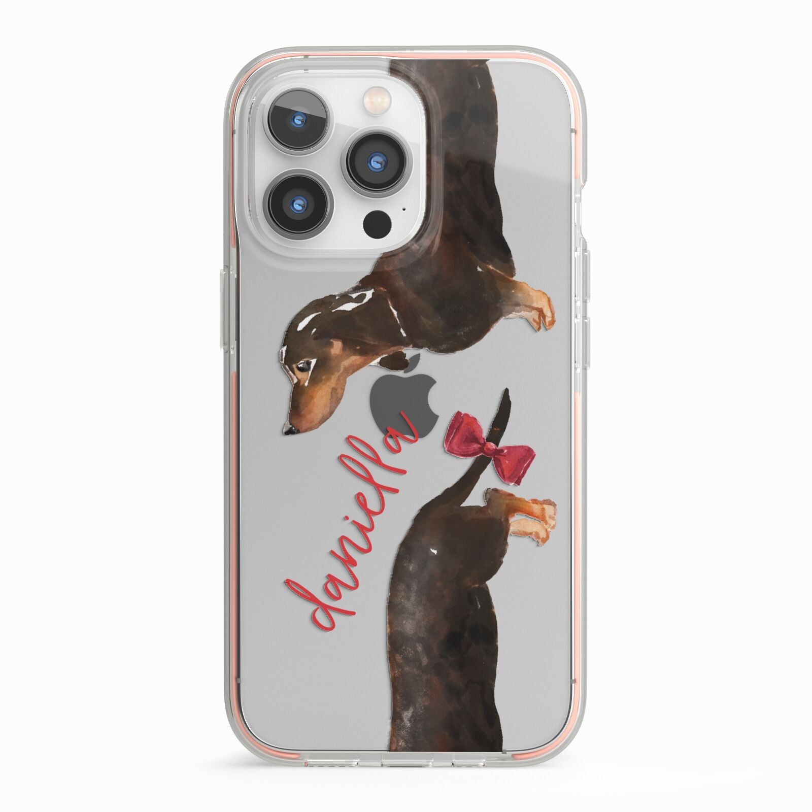 Custom Dachshund iPhone 13 Pro TPU Impact Case with Pink Edges