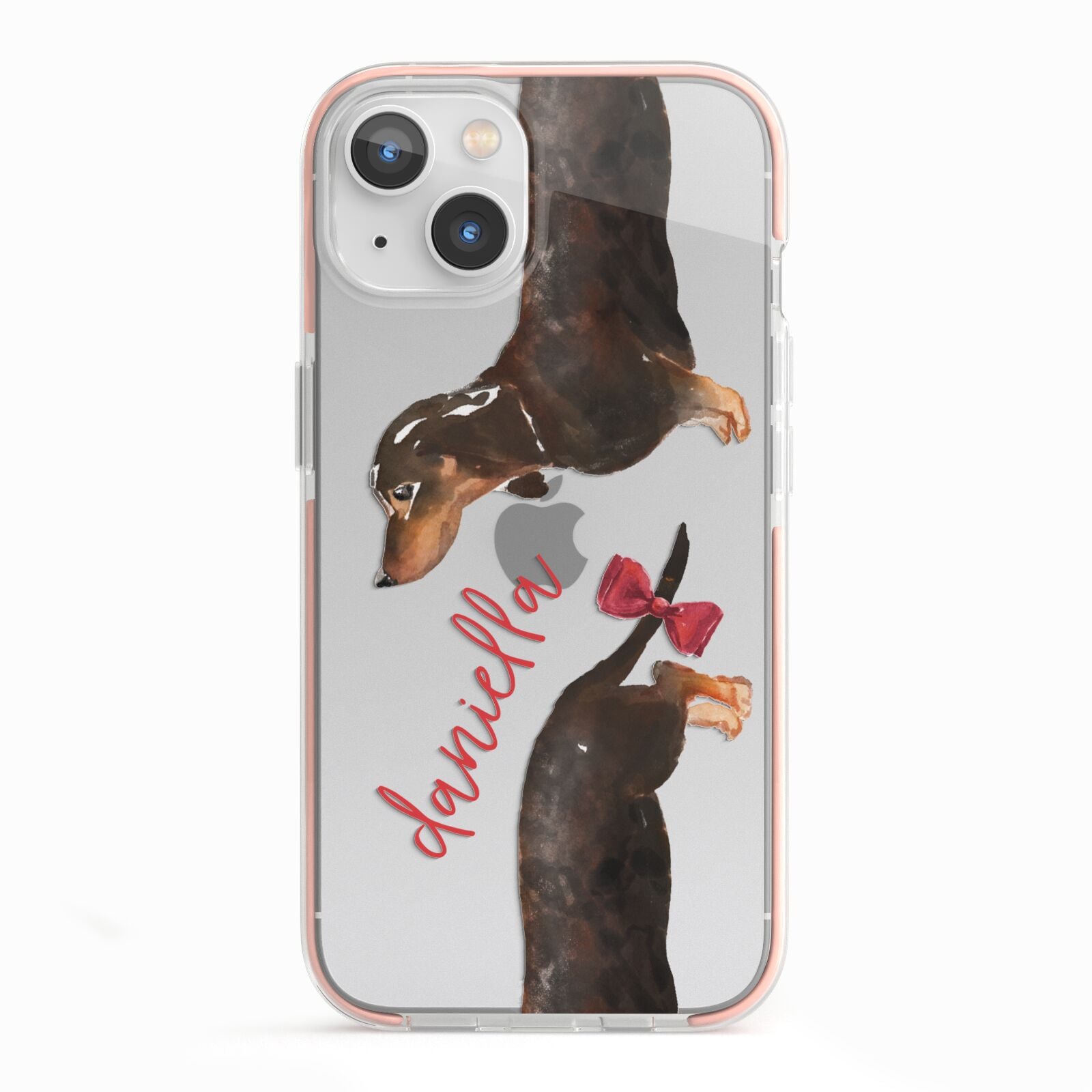 Custom Dachshund iPhone 13 TPU Impact Case with Pink Edges