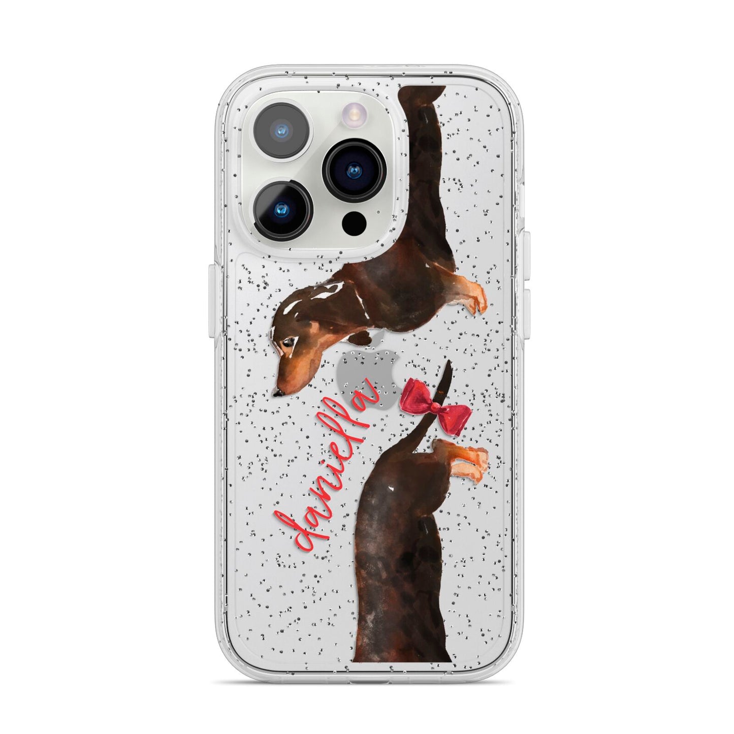 Custom Dachshund iPhone 14 Pro Glitter Tough Case Silver