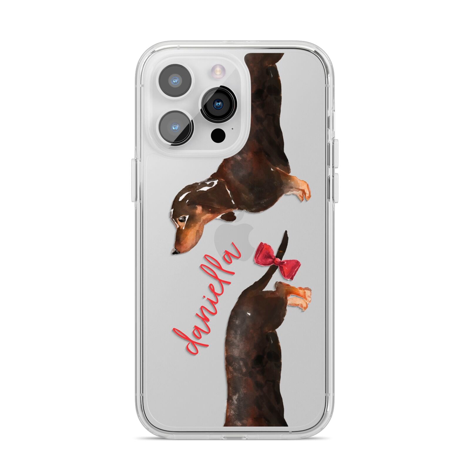 Custom Dachshund iPhone 14 Pro Max Clear Tough Case Silver