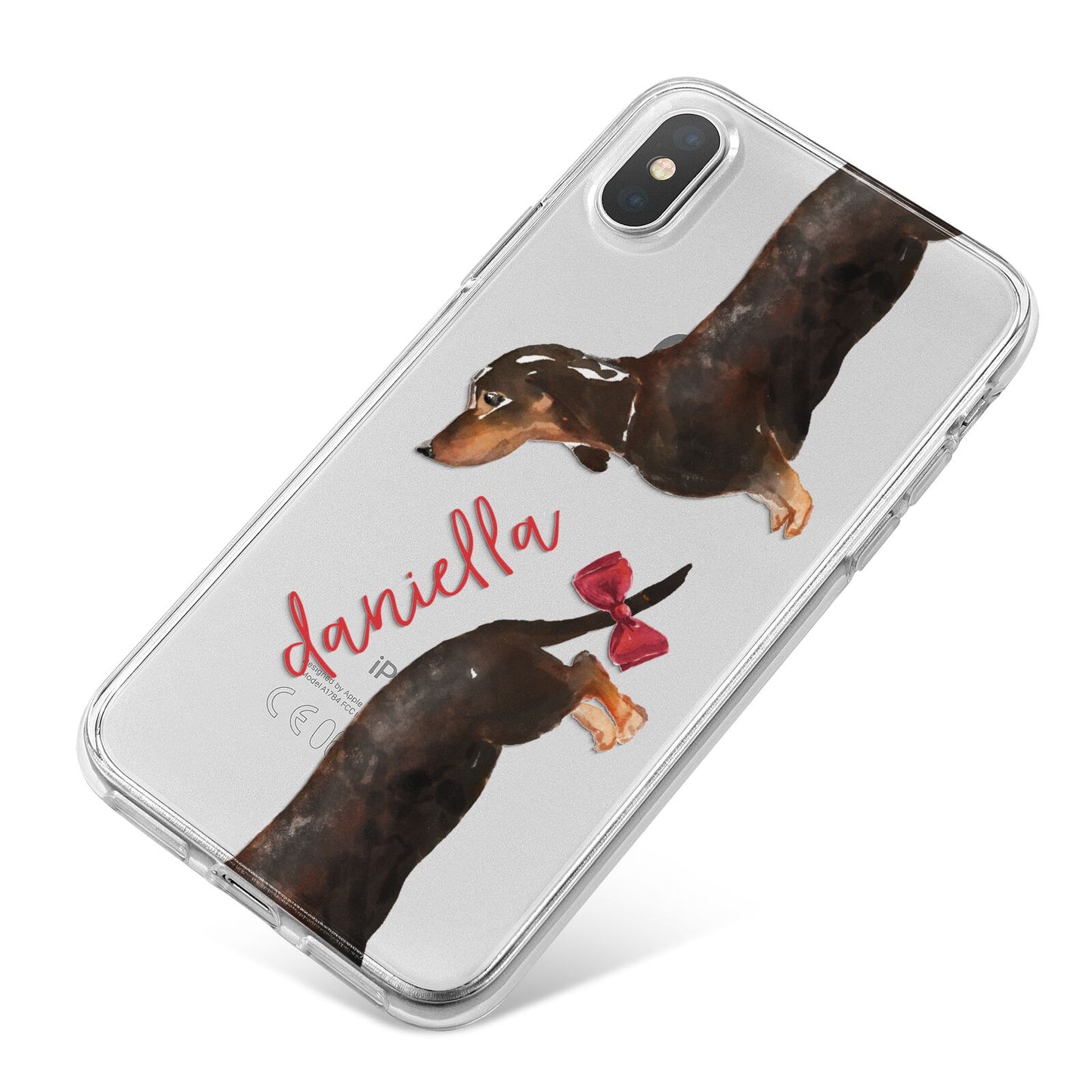 Custom Dachshund iPhone X Bumper Case on Silver iPhone