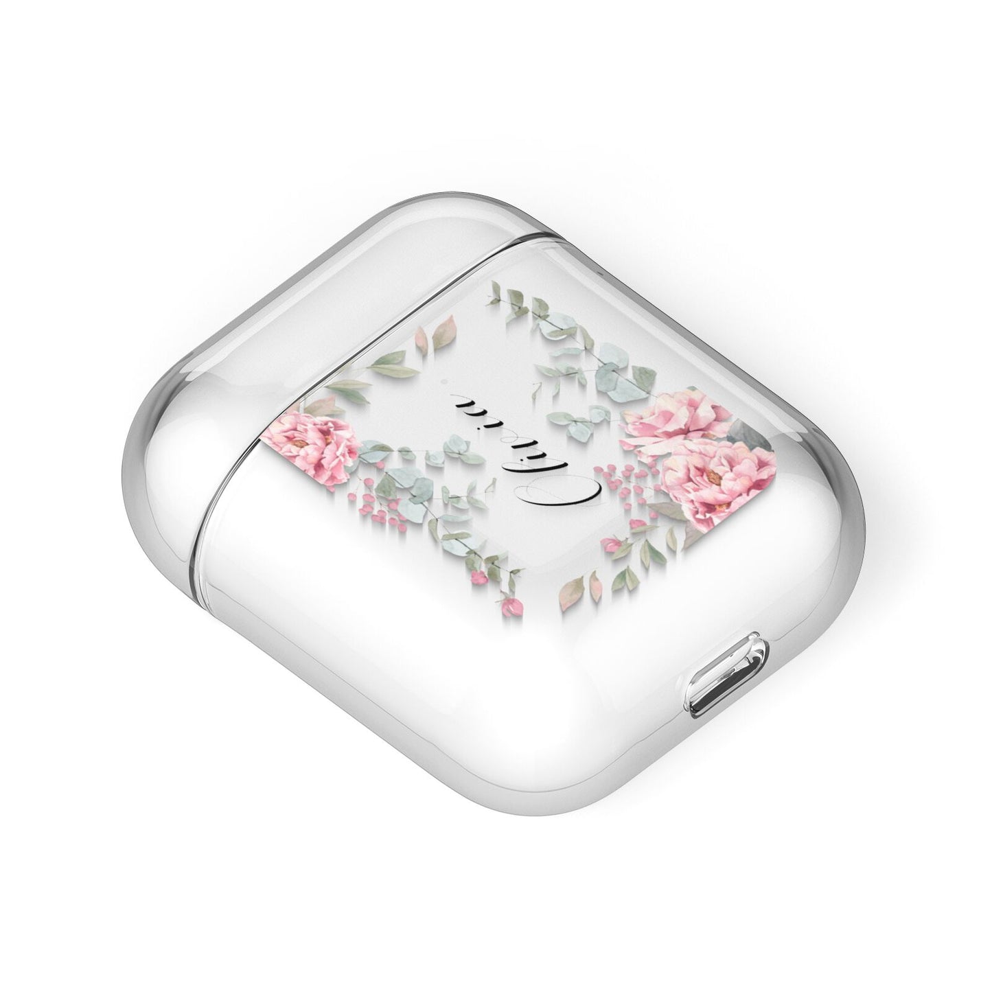 Custom Decorative Floral AirPods Case Laid Flat