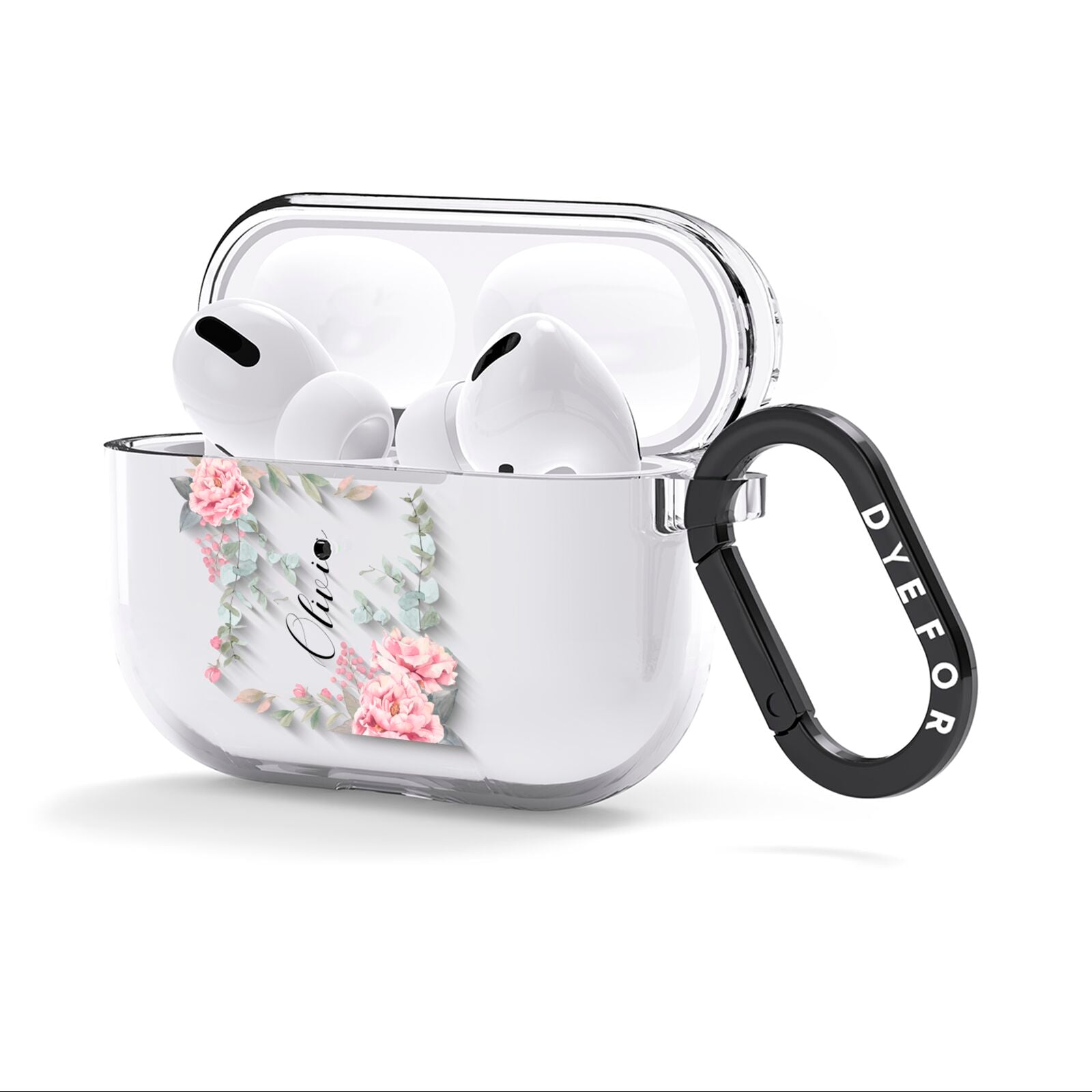 Custom Decorative Floral AirPods Clear Case 3rd Gen Side Image